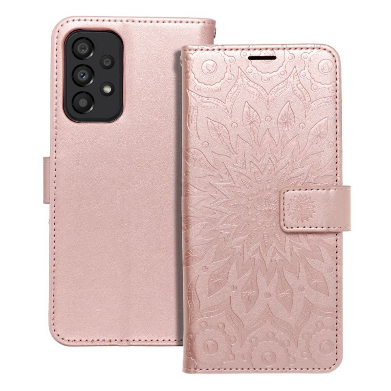 Peněženkové pouzdro MEZZO Book na Samsung Galaxy A33 Mandala  Růžovo-zlatý