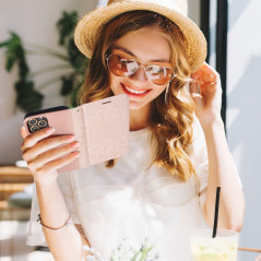 Peněženkové pouzdro MEZZO Book na XIAOMI Redmi 9C NFC Mandala  Růžovo-zlatý