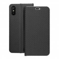 Peněženkové pouzdro LUNA Book Carbon na XIAOMI Redmi 9C Uhlíkové vlákno, Elegantní  Černý