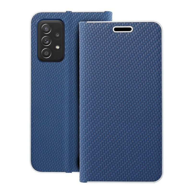 Peněženkové pouzdro LUNA Book Carbon na Samsung Galaxy A52s 5G Uhlíkové vlákno, Elegantní  Modrý