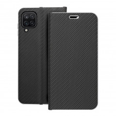 Peněženkové pouzdro LUNA Book Carbon na Samsung Galaxy A12 Uhlíkové vlákno, Elegantní  Černý