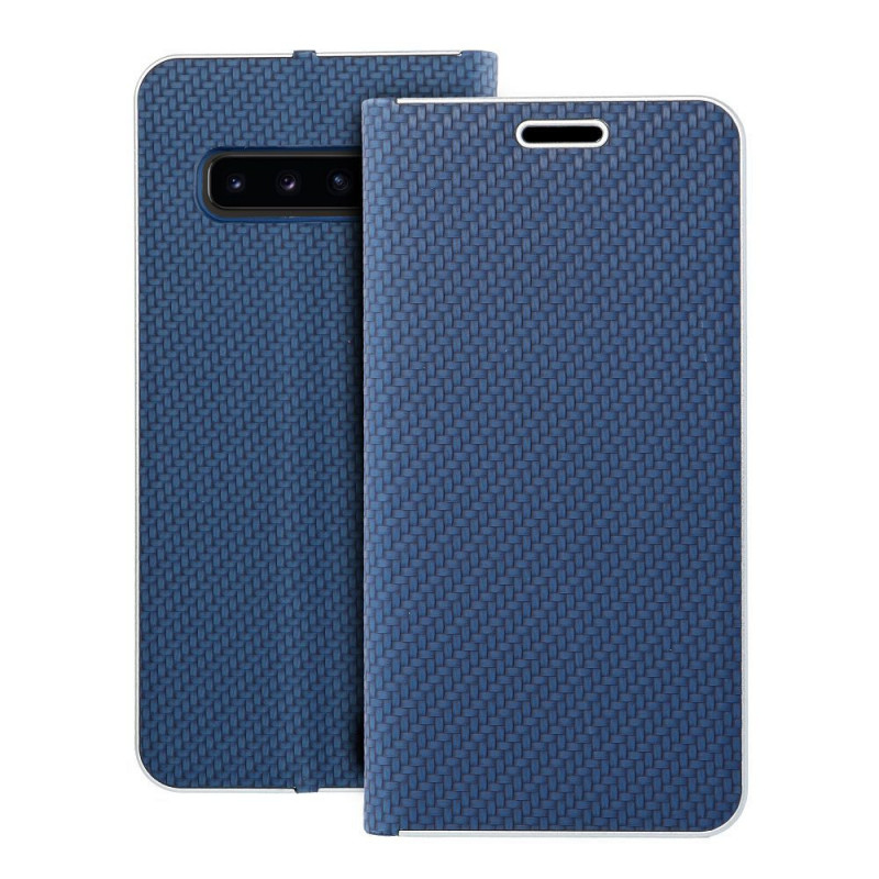 Peněženkové pouzdro LUNA Book Carbon na Samsung Galaxy S10 Uhlíkové vlákno, Elegantní  Modrý