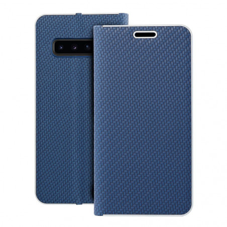 Peněženkové pouzdro LUNA Book Carbon na Samsung Galaxy S10 Uhlíkové vlákno, Elegantní  Modrý