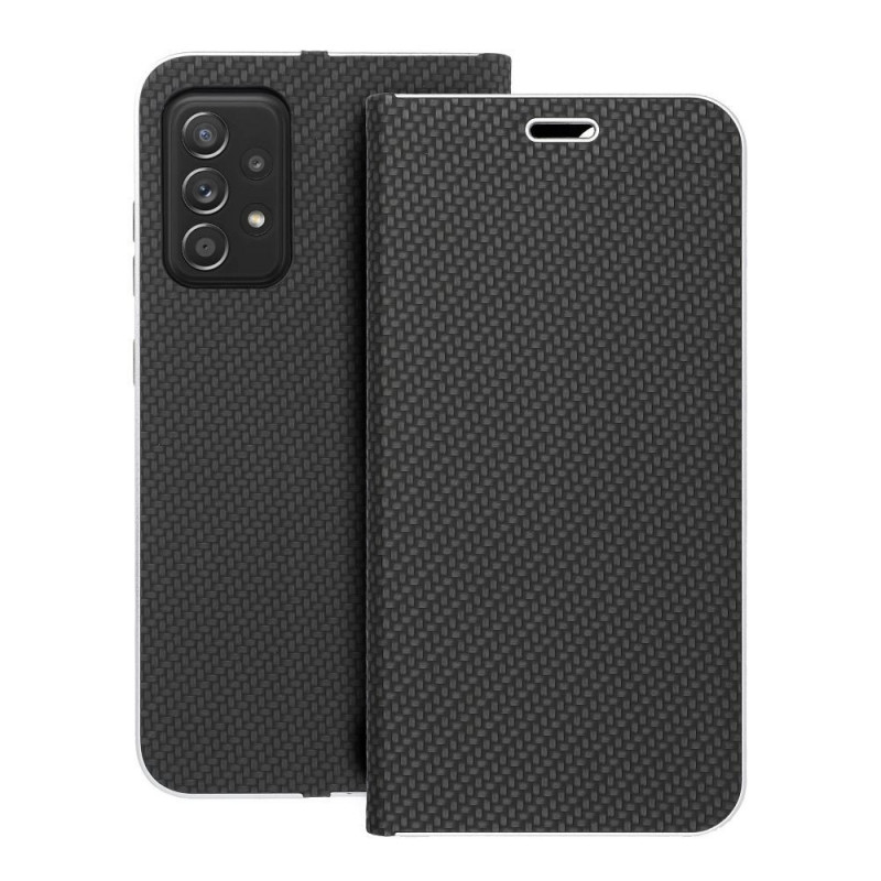 Peněženkové pouzdro LUNA Book Carbon na Samsung Galaxy A52 5G Uhlíkové vlákno, Elegantní  Černý