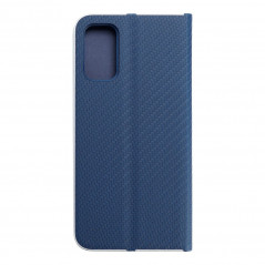 Peněženkové pouzdro LUNA Book Carbon na XIAOMI Poco M3 Pro Uhlíkové vlákno, Elegantní  Modrý
