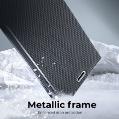 Peněženkové pouzdro LUNA Book Carbon na Samsung Galaxy S21 FE 5G Uhlíkové vlákno, Elegantní  Černý