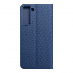 Peněženkové pouzdro LUNA Book Carbon na Samsung Galaxy S21 FE 5G Uhlíkové vlákno, Elegantní  Modrý 