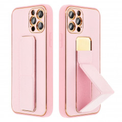 Kryt LEATHER Case Kickstand na Samsung Galaxy S20 FE Růžový