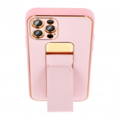 Kryt LEATHER Case Kickstand na Samsung Galaxy S20 FE Růžový