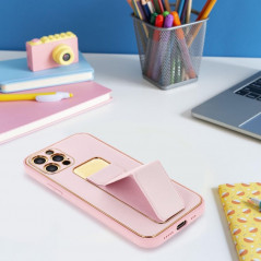 Kryt LEATHER Case Kickstand na Samsung Galaxy S20 FE Růžový