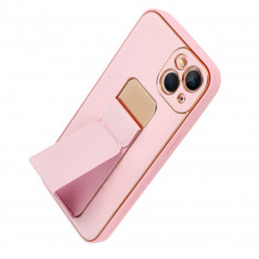 Kryt LEATHER Case Kickstand na Apple iPhone 13 Růžový