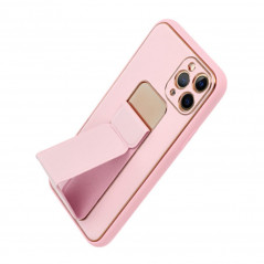 Kryt LEATHER Case Kickstand na Apple iPhone 13 Pro Růžový