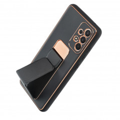 Kryt LEATHER Case Kickstand na Samsung Galaxy A52s 5G Černý