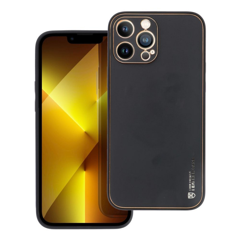 Kryt LEATHER na Apple iPhone 13 Pro Max Černý