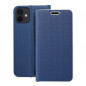 Peněženkové pouzdro LUNA Book Carbon na Apple iPhone 12 Uhlíkové vlákno, Elegantní  Modrý