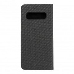 Peněženkové pouzdro LUNA Book Carbon na Samsung Galaxy S10 Uhlíkové vlákno, Elegantní  Černý