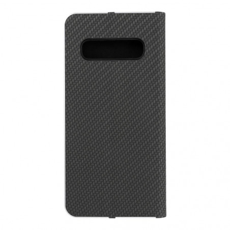 Peněženkové pouzdro LUNA Book Carbon na Samsung Galaxy S10 Uhlíkové vlákno, Elegantní  Černý