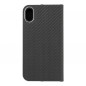 Peněženkové pouzdro LUNA Book Carbon na Apple iPhone XR Uhlíkové vlákno, Elegantní  Černý