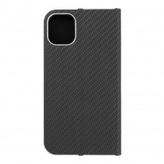 Peněženkové pouzdro LUNA Book Carbon na Apple iPhone 11 Uhlíkové vlákno, Elegantní  Černý