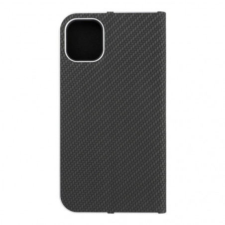 Peněženkové pouzdro LUNA Book Carbon na Apple iPhone 11 Uhlíkové vlákno, Elegantní  Černý
