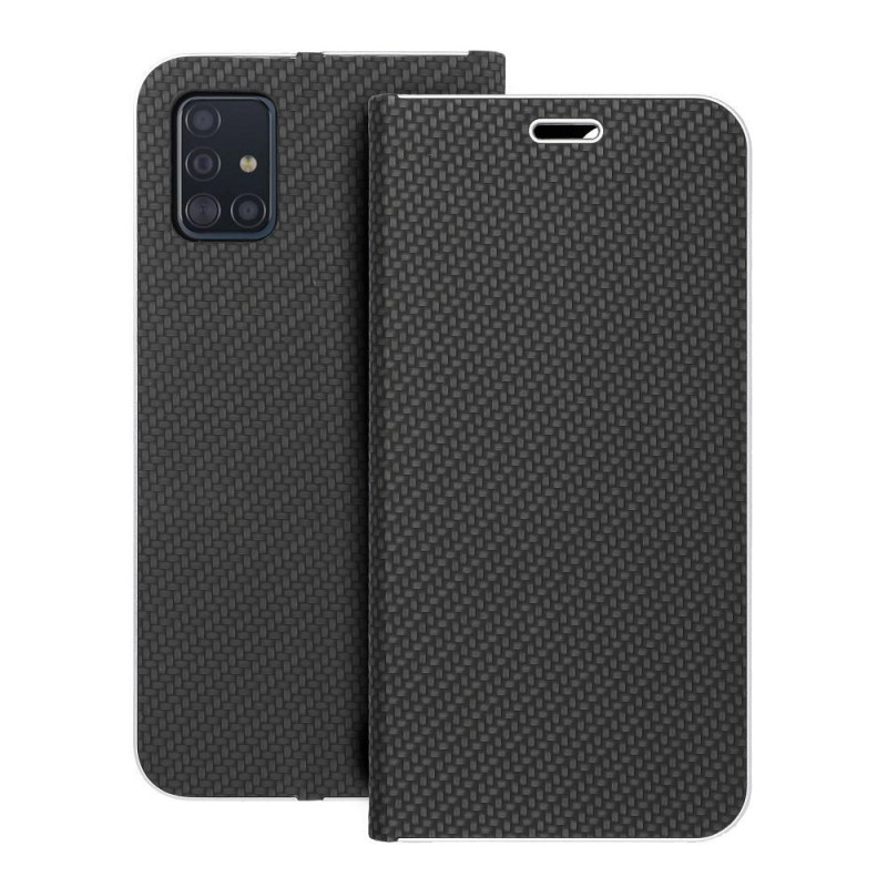 Peněženkové pouzdro LUNA Book Carbon na Samsung Galaxy A51 LTE Uhlíkové vlákno, Elegantní  Černý