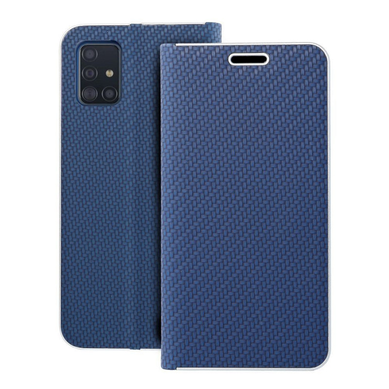 Peněženkové pouzdro LUNA Book Carbon na Samsung Galaxy A51 5G Uhlíkové vlákno, Elegantní  Modrý