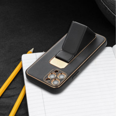 Kryt LEATHER Case Kickstand na Apple iPhone 7 Černý