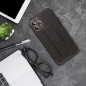 Kryt LEATHER Case Kickstand na Apple iPhone SE 2020 Černý