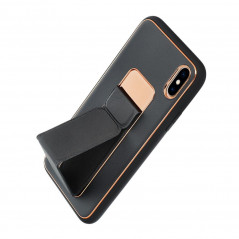Kryt LEATHER Case Kickstand na Apple iPhone X Černý