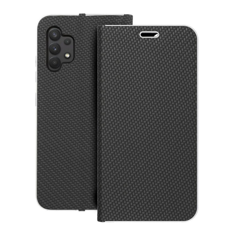 Peněženkové pouzdro LUNA Book Carbon na Samsung Galaxy A32 LTE Uhlíkové vlákno, Elegantní  Černý