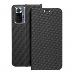 Peněženkové pouzdro LUNA Book Carbon na XIAOMI Redmi Note 10 Pro Uhlíkové vlákno, Elegantní  Černý