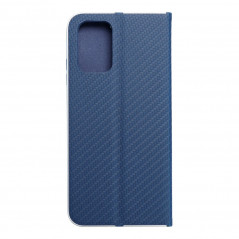 Peněženkové pouzdro LUNA Book Carbon na XIAOMI Redmi Note 10 Uhlíkové vlákno, Elegantní  Modrý