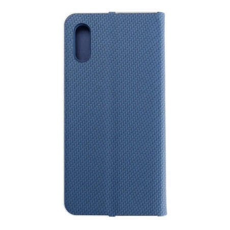 Peněženkové pouzdro LUNA Book Carbon na XIAOMI Redmi 9A Uhlíkové vlákno, Elegantní  Modrý