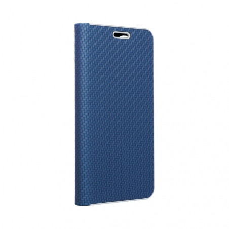 Peněženkové pouzdro LUNA Book Carbon na Samsung Galaxy S22 Ultra Uhlíkové vlákno, Elegantní  Modrý