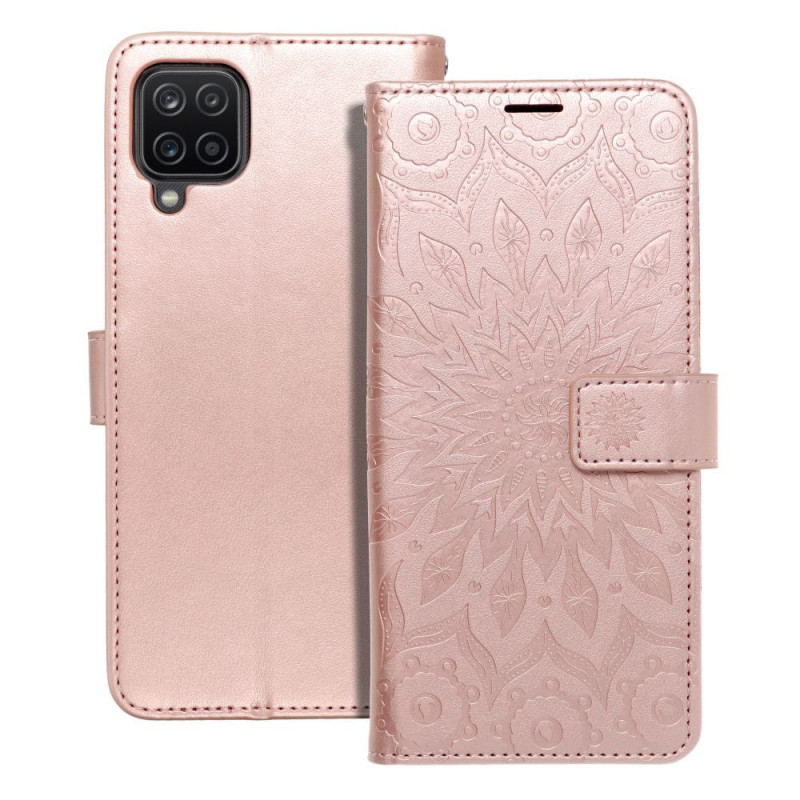Peněženkové pouzdro MEZZO Book na Samsung Galaxy A12 Mandala  Růžovo-zlatý