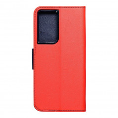 Peněženkové pouzdro Fancy Book na Samsung Galaxy S21 Ultra 5G Červený / Námořnická modrá