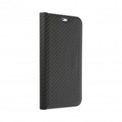 Peněženkové pouzdro LUNA Book Carbon na Apple iPhone SE 2022 5G Uhlíkové vlákno, Elegantní  Černý