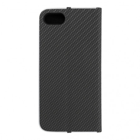 Peněženkové pouzdro LUNA Book Carbon na Apple iPhone SE 2022 5G Uhlíkové vlákno, Elegantní  Černý