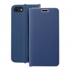 Peněženkové pouzdro LUNA Book Carbon na Apple iPhone SE 2020 Uhlíkové vlákno, Elegantní  Modrý
