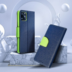Peněženkové pouzdro Fancy Book na XIAOMI Redmi 9C NFC Námořnická modrá / Limetkovo zelený