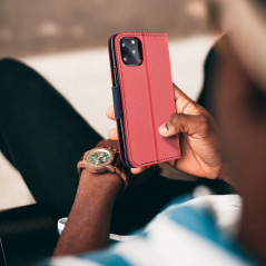 Peněženkové pouzdro Fancy Book na XIAOMI Redmi 9C NFC Červený / Námořnická modrá