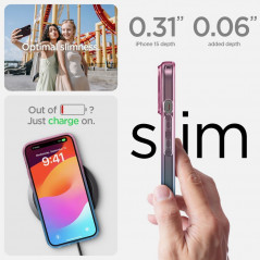 Kryt Spigen Liquid Crystal na Apple iPhone 15 Křišťálově čistý  Do růžova