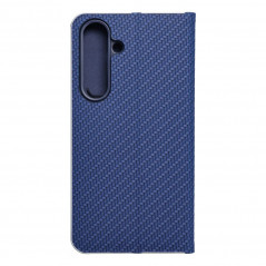 Peněženkové pouzdro LUNA Book Carbon na Samsung Galaxy S24 Uhlíkové vlákno, Elegantní  Modrý