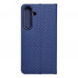 Peněženkové pouzdro LUNA Book Carbon na Samsung Galaxy S24 Uhlíkové vlákno, Elegantní  Modrý