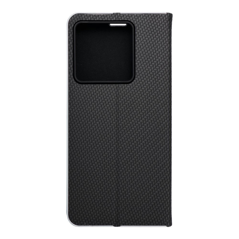Peněženkové pouzdro LUNA Book Carbon na XIAOMI 13T Uhlíkové vlákno, Elegantní  Černý