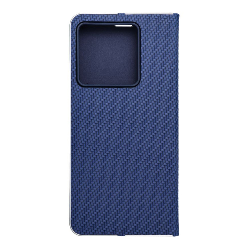 Peněženkové pouzdro LUNA Book Carbon na XIAOMI 13T Pro Uhlíkové vlákno, Elegantní  Modrý