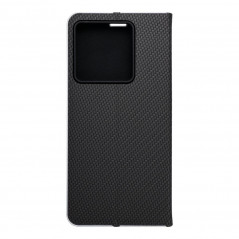 Peněženkové pouzdro LUNA Book Carbon na XIAOMI 13T Uhlíkové vlákno, Elegantní  Černý