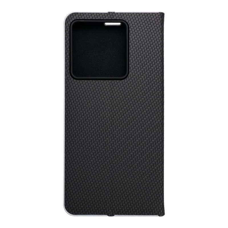 Peněženkové pouzdro LUNA Book Carbon na XIAOMI 13T Uhlíkové vlákno, Elegantní  Černý
