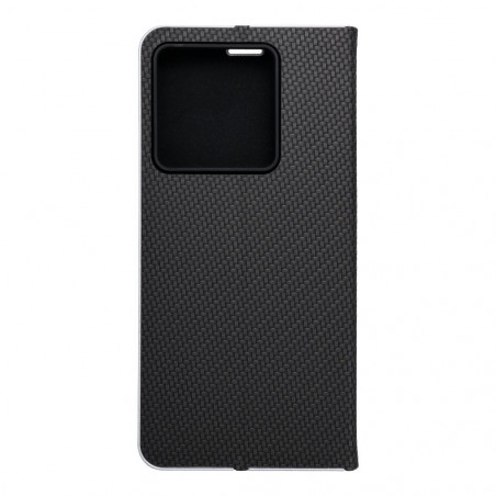 Peněženkové pouzdro LUNA Book Carbon na XIAOMI 13T Uhlíkové vlákno, Elegantní  Černý