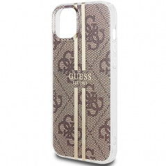 Kryt Guess 4G Gold Stripe na Apple iPhone 15 Plus Elegantní  Hnědý